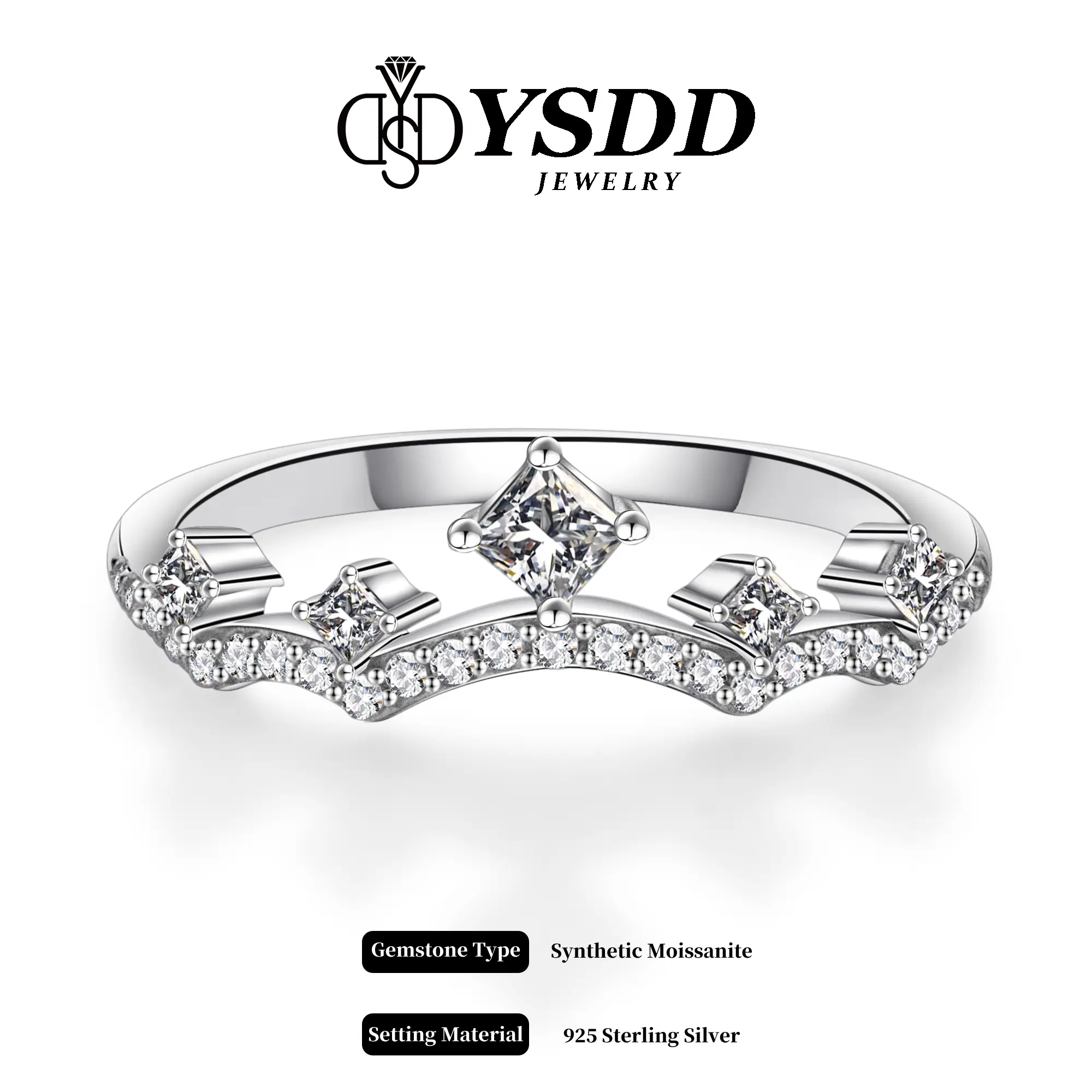 【#276 Princess】Princess Cut Synthetic Moissanite Wedding Ring Enhancer in 925 Sterling Silver