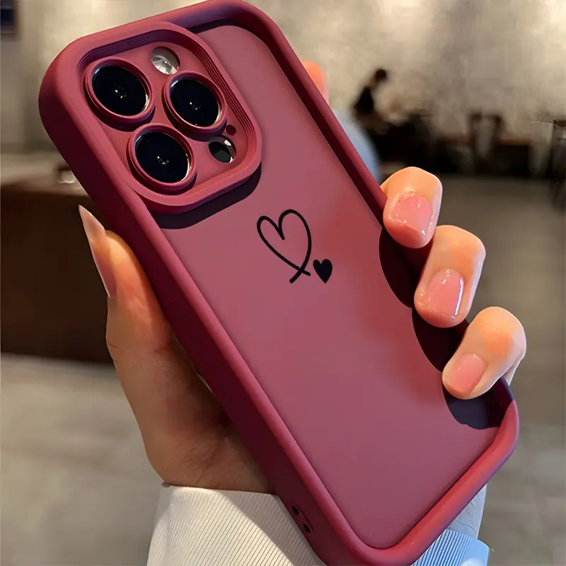 Red Heart Phone cases Case Compatible with iPhone 17 Pro Max 16 16e 15 14 Plus 13 12 Mini 11 Air X XS Pattern TPU Lens Protection Durable Soft Cover Gift 2D printing