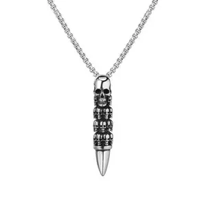Retro Skull Bullet Pendant Necklace for Men, Non-natural Crystal Jewelry Accessory for Casual Wear