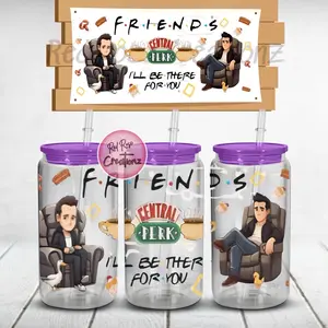 Friends Theme 16oz Libby Glass Bamboo Cup Drinkware Tumblers
