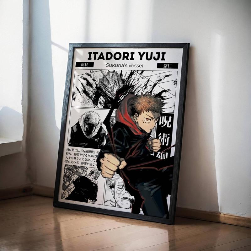Jujutsu Kaisen Itadori Yuji Anime Poster, JJK Manga Wall Artwork Prints, Home Decor Gift