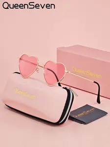 Queenseven Unisex Trendy Full Frame Sunglasses, Party Wear Irregular Frame Polarized Shades, Uv400 Protection, Casual Style, Heart Shaped Sunglass