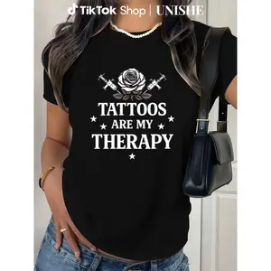 Lightweight and Comfortable Black Tee with Tattoo Therapy Quote – Perfect for Casual Style
