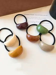 Vintage Style Candy Color Acrylic Hair Tie for Women, High Elasticity Non-Damaging Hair Bands, Casual Commuter Girl Heart Accessories Daily Hair Ties