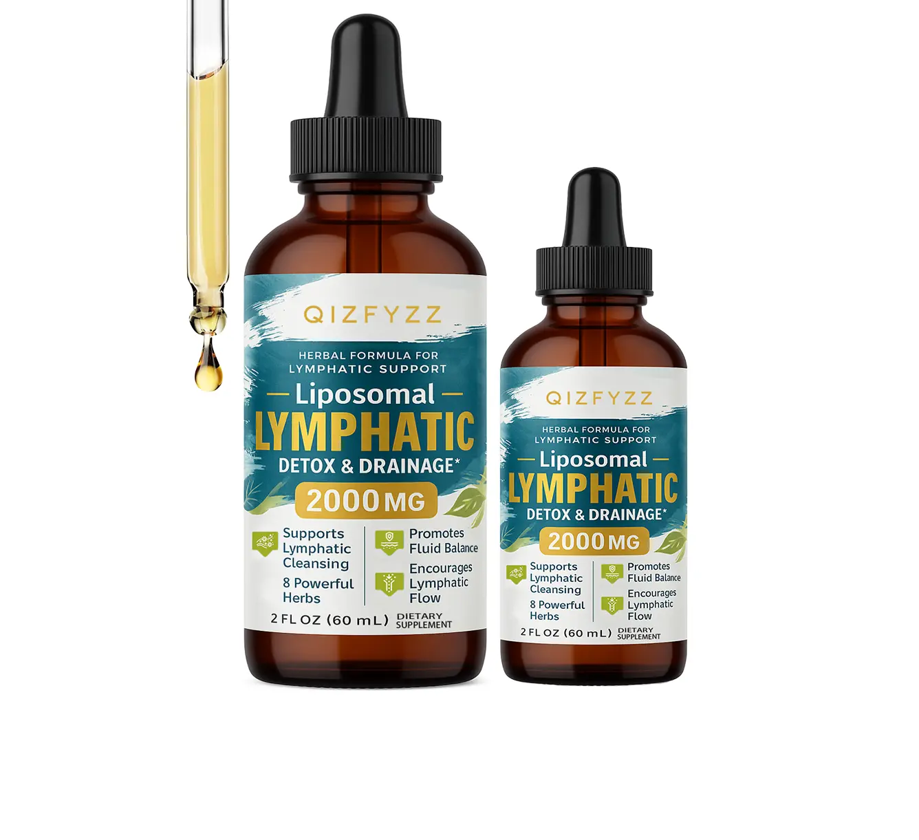 Liposomal Lymphatic Liquid Dietary Supplement Drink, Natural Botanical Elderberry Vitamins Supplements with Echinacea, 2 FL OZ