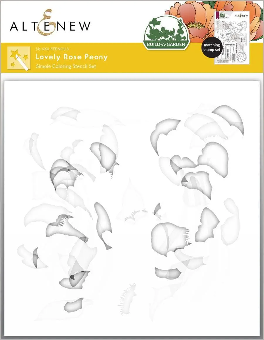 Build-A-Garden: Lovely Rose Peony Simple Coloring Stencil Set (4 in 1)