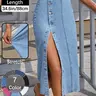 【Black Friday】OBLUE Jeans Women's Button Front Light Wash Denim Split Hem Skirt, Casual Fashion Fitted Skirt for Daily Wear, Ladies Bottoms for All Seasons, Button Fly Skirt #T-Chic