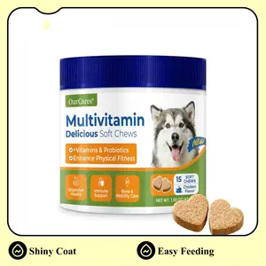 OURCARES Multivitamin Soft Chews for Dogs Jar - Delicious Tasty Supplement with Essential Nutrients for Healthy Coat & Daily Energy