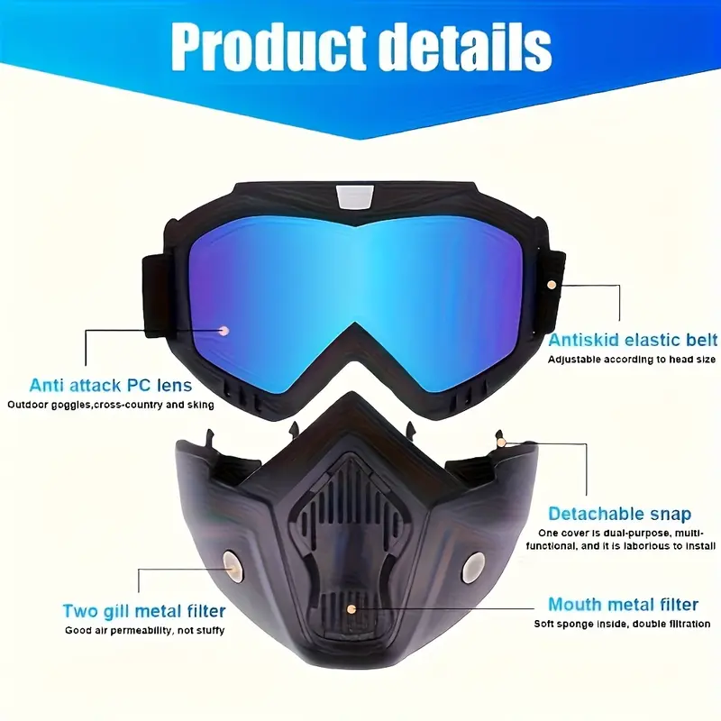 A Full-face Goggle with Anti-fog High-definition Lenses, a Detachable and Adjustable Ski Mask, and a Comfortable Handyman mask Sponge Pad - Made of Plastic Yard Work A Full-face Goggle with Anti-fog High-definition Lenses, a Detachable and Adjustable Ski Mask, and a Comfortable Handyman mask Sponge Pad - Made of Plastic Yard Work