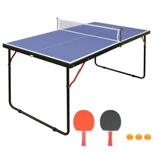 4.5ft Portable ping pong table folds for storage under sofa or against wall MDF top 0.5 inch thick for indoor or outdoor game
