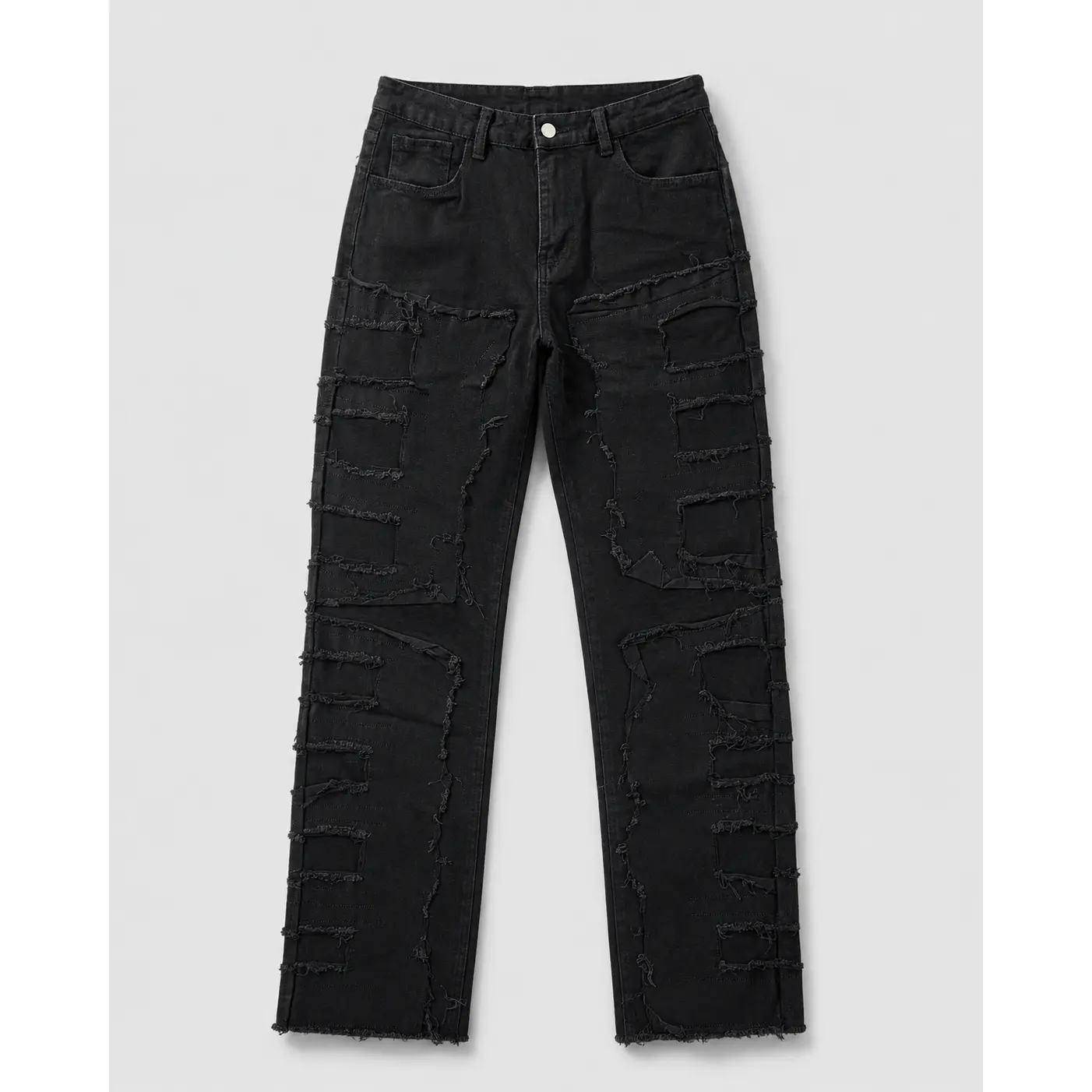 Mens Black Raw Seam Patchwork Jeans |   Distressed Frayed Straight Denim Pants |   Y2K Grunge Biker Jeansjeans deals  jeans cheap jeans to buy super natural jeans streetwear