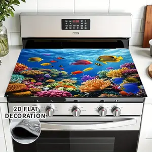 Electric stove cover replacement decoration kit 2D flat - electric stove cover with rubber pad, oven pad, suitable for any kitchen, protecting stove, 1 piece, 2D flat, Stove Plate