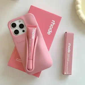 Rhode Cute Phone Case with Built-In Lip Balm Pocket for iPhone 11 12 13 14 15 16 17, Makeup Style Protective Back Cover, Practical Beauty Storage Phone Accessory for Women