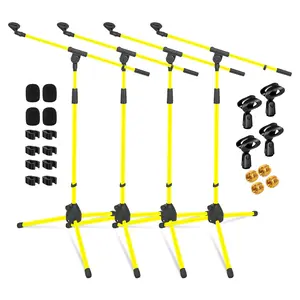 5 Core Mic Stand Floor 4Pcs Adjustable Tripod Microphone Stands w Extending Telescoping Boom Arm
