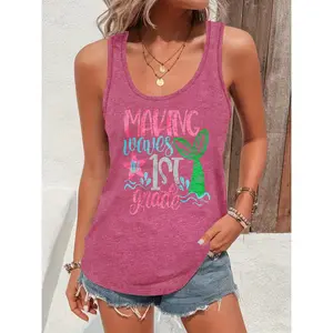 Women's Sleeveless Mermaid Scale Tank Top - Summer Marine-Themed Mermaid Tail Top, Casual Beachwear, Machine Washable Round Neck Blouse for Nautical Parties & Everyday Outfits