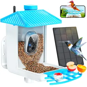 Bird Feeder with Camera, Smart Bird Feeder Camera with AI Identify, Metal Bird Feeder with Suet Cage & Fruit Fork, Auto Capture Bird Videos & Motion Detection, Ideal Gift for Bird Lovers