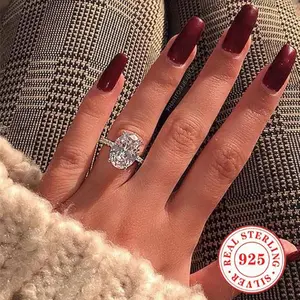 1PC High-grade Luxury Woman Fashion Anniversary Birthday Christmas Gift Party 925 Sterling Silver Ring Princess Bride Engagement Wedding Brand Jewelry Size US 5-11#