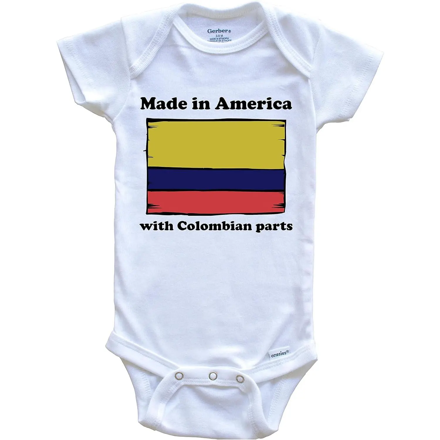 Really Awesome Shirts Made In America With Colombian Parts Funny Colombia Flag One Piece Baby Bodysuit