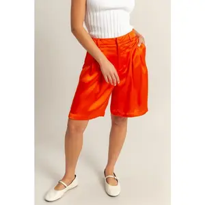HYFVE High-Waist Pleated Satin Shorts
