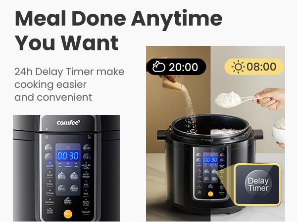 COMFEE’ 9-in-1 Electric Pressure Cooker Olla de Presion, 6QT Slow Rice Cooker 14 Presets Instant Multi Cooker