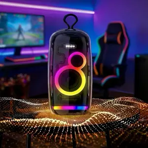 Bluetooth speaker, RGB laptop gaming desktop speaker, vacuum chamber, outdoor IPX4 waterproof, transparent appearance, high volume, 3D surround speaker, TWS， Lossless sound quality, 2600mAh, suitable for home theater, gaming, TV, parties, gifts