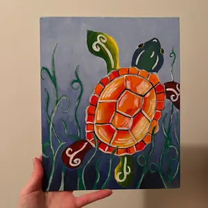 JACKIES.PAINTINGS + Sea Turtle Canvas Painting - Original Artwork with Sea Turtle Design bedroom wall accessories house