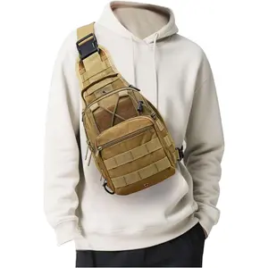Tactical chest bag, small backpack, men's shoulder messenger bag, waterproof, Molle, EDC, durable backpack, suitable for outdoor, shooting range, travel, hiking, daily carry, women's gym bag, Christmas gift