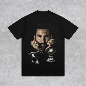 Lionel Messi 8 Ballon d'Or Greatest Of All Time GOAT Soccer Football T-Shirt Gildan 5000 Graphic Unisex T-Shirt Cotton Fabric