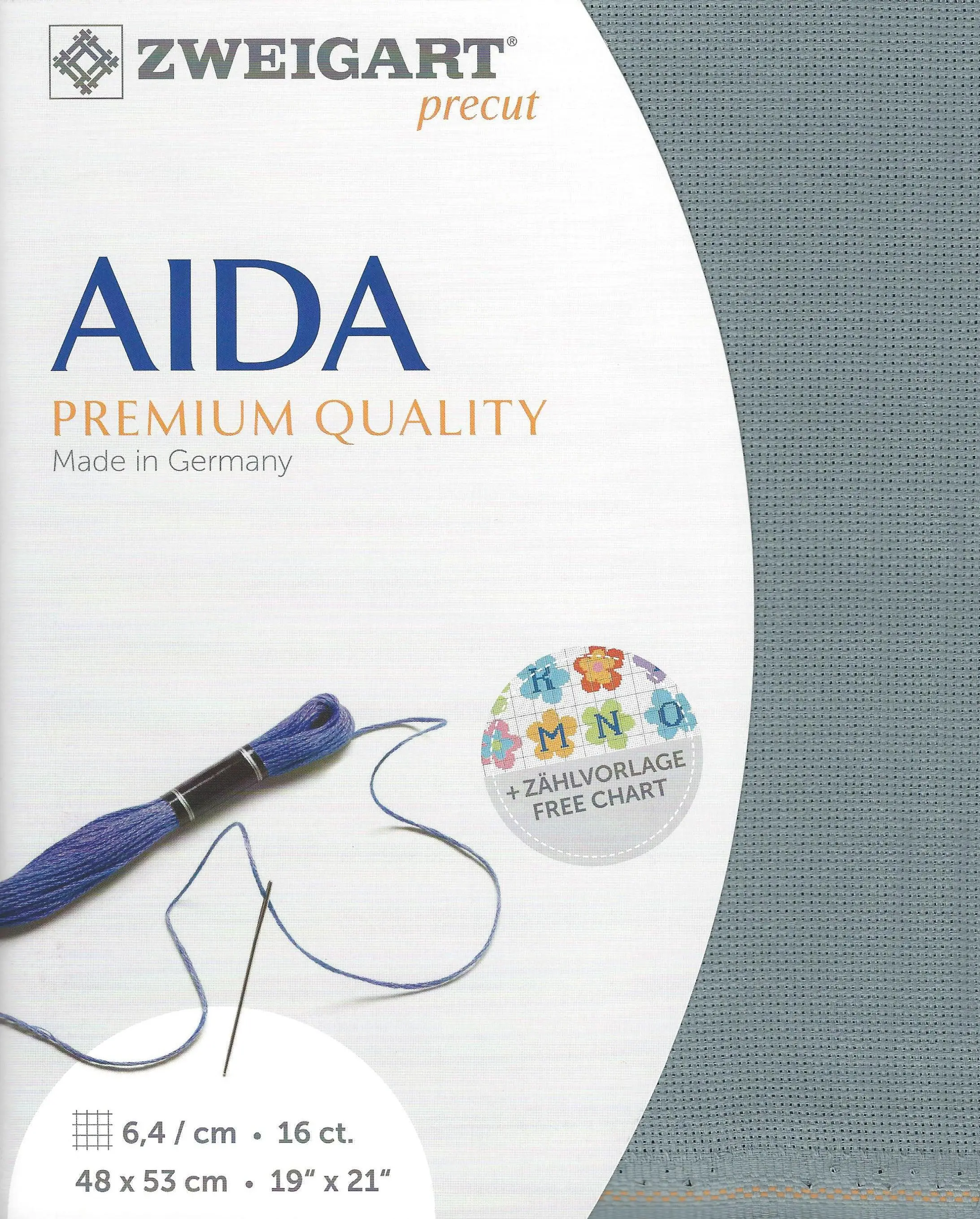 Misty Blue Precut Aida Cross Stitch Fabric by Zweigart 3251/594