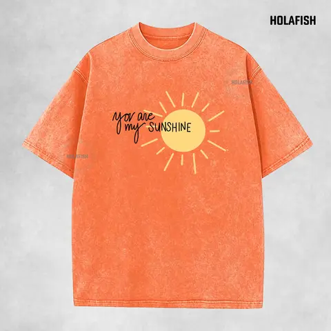 Holafish Acid Washed Vintage Print T Shirt Crewneck Unisex Relaxed Fit Cotton Short Sleeve Tshirt Casual Streetwear Top For Summer 2026 Daily Travel Vacation Party Tee
