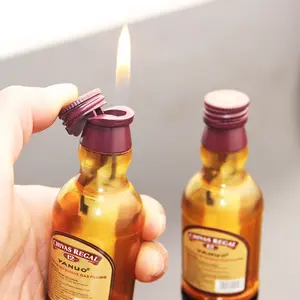 Taughch Creative Funny Wine Bottle Lighter - Refillable Butane Portable Metal-Plastic Kitchen Utensils Fire Starter with Beer Bottle Opener, Cigarette Smoking Accessory