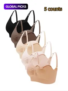 Women's Solid Ruched Adjustable Strap Nursing Bra, Seamless Padded Wireless Pregnancy Maternity Bra, Maternity Lingerie for Daily Wear