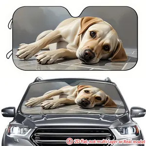 A 2D high-definition printing of a Labrador car sun visor lying on the ground, with the car sun visor effectively blocking sunlight, suitable for trucks SUV、 RV front windshield decoration