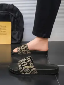 Men's Vintage Design Sandals, Bohemian Totem Breathable Toe-Open Shoes, Anti-Slip Sole, Casual Comfort Footwear for Spring Summer