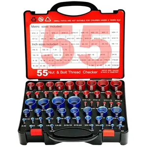 55 count Nut and Bolt Thread Checker (25 Metric & 30 Standard),  and Nut Identifier Thread Gauge, Detachable Bolt Size Finder Especially for Tight Spaces