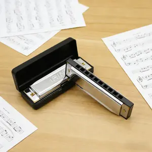 10 Hole 20 Tone Harmonica for Beginners, Easy to Play Musical Instrument for Blues, Folk and Pop Music Practice at Home or School, Professional Harmonica with Protective Gift Box