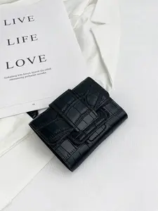 Crocodile Embossed Flap Women Coin Pocket Small ID Window Bifold Women Wallet Pattern Engraved ID Card Portable Minimalist For Birthday Gift For Gift Wallet Wallet Women Teacher Gifts Gift For Girlfriend Women Gifts Present Gifts For Teachers For Women W