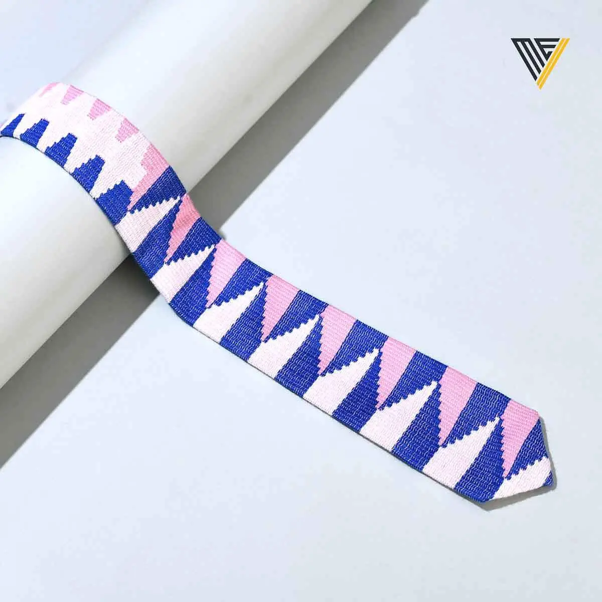 Blue, Pink, and White Kente Tie
