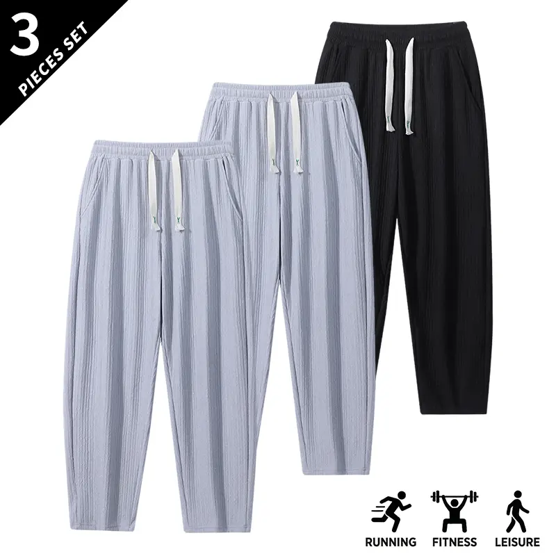 3-pack men’s fashion loose casual pants; all-season straight-leg wide-leg trousers; corduroy fabric with elastic waistband and drawstring sports casual pants; solid-color men’s pants suitable for everyday casual wear, sports, and outdoor activities; ideal 3-pack men’s fashion loose casual pants; all-season straight-leg wide-leg trousers; corduroy fabric with elastic waistband and drawstring sports casual pants; solid-color men’s pants suitable for everyday casual wear, sports, and outdoor activities; ideal