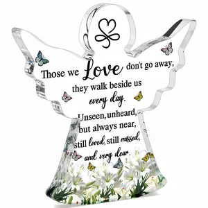 Sympathy Memorial Acrylic Angel Plaque Gift, Inspirational Bereavement Decor, Mini Room Home Decoration, Mothers Day Birthday Present