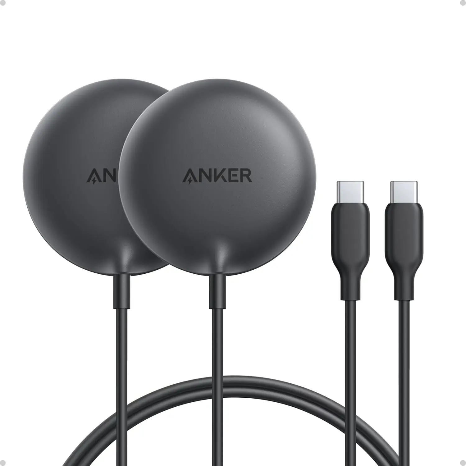 Anker Zolo Magnetic Wireless Charger 2-Pack - Qi2 Certified 15W MagSafe-Powered Compact Fast Charging Pads, for iPhone 17/16/15/14/13 Series, AirPods (Not for Pixel, Adapter Not Included), Fast Chargers, Magnetic Chargers