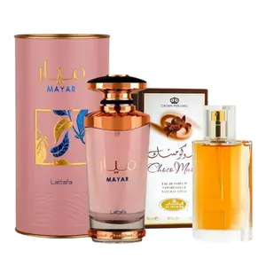 2 Pack of Mayar for Women Eau de Parfum Spray, 3.4 Ounces / 100 ml by Lattafa and choco musk 50 ml perfume