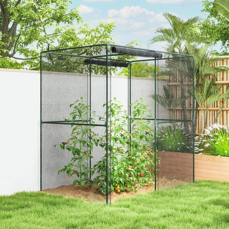 6' x 4' x 6' Crop Cage, Zippered-Door Plant Protection Tent for Vegetable Garden, Backyard, Home Improvement Garden Greenhouse Tent