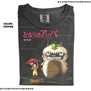 My Neighbor Appa Shirt, Avatar The Last Airbender x Studio Ghibli Mashup Tee, Aang and Appa Totoro Style Graphic Shirt, 90s Anime Comfort Colors, Anime Fan Gift