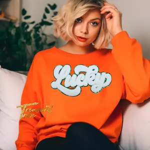 Lucky White Chenille Patch Sweatshirt
