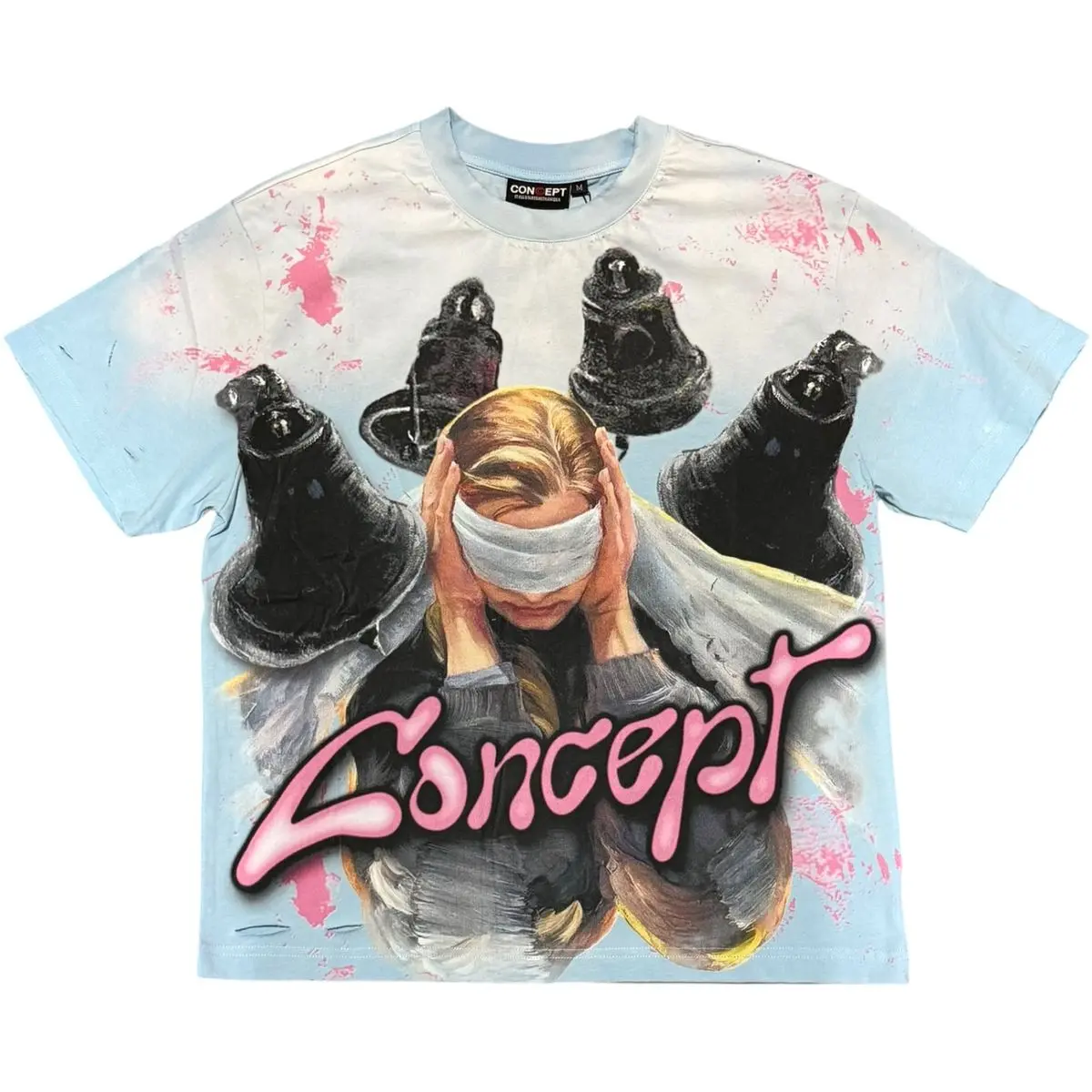 Concept La "SIlence" Tee- Blue Wash