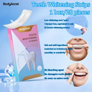 BodyAccel Teeth Whitening Strips 1 box/28 pieces Daily Oral Natural repair and whitening tooth strips lifts stains protects enamel dissolving strips