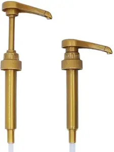 Gold Syrup Pump Set of 2 for 750ml Bottles Reusable Coffee Syrup Dispenser Pumps Fits Standard 25.4 oz Bottles Leak-Resistant Kitchen Essentials - Smooth