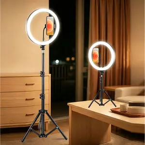 UEGOGO 12-Inch Professional LED Ring Light Kit with 43-Inch Adjustable Tripod Stand, Dual Phone Holder, Creator Gear, Tripod Vanity Lighting Fixtures, Desktop Photographic Lighting for Tattoo Lash Extension, Selfies
