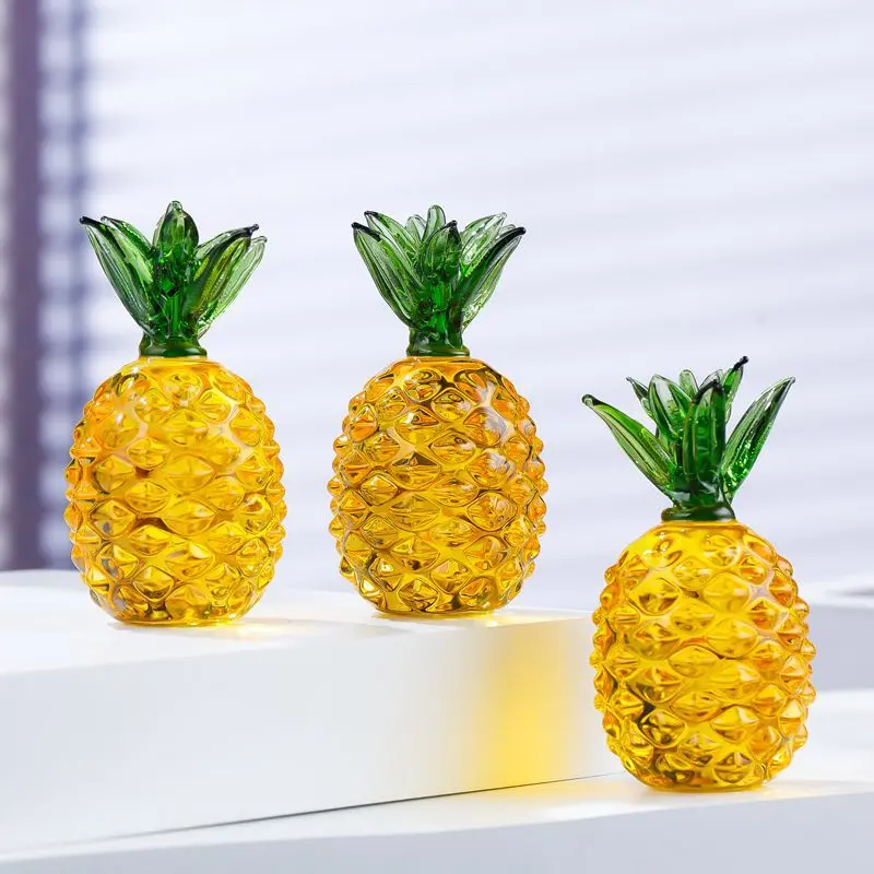 New Yellow Crystal Pineapple Decor - Glass Pineapple, Entryway, Wine Cabinet, Table Decoration, Creative Crystal Ornament，7cm